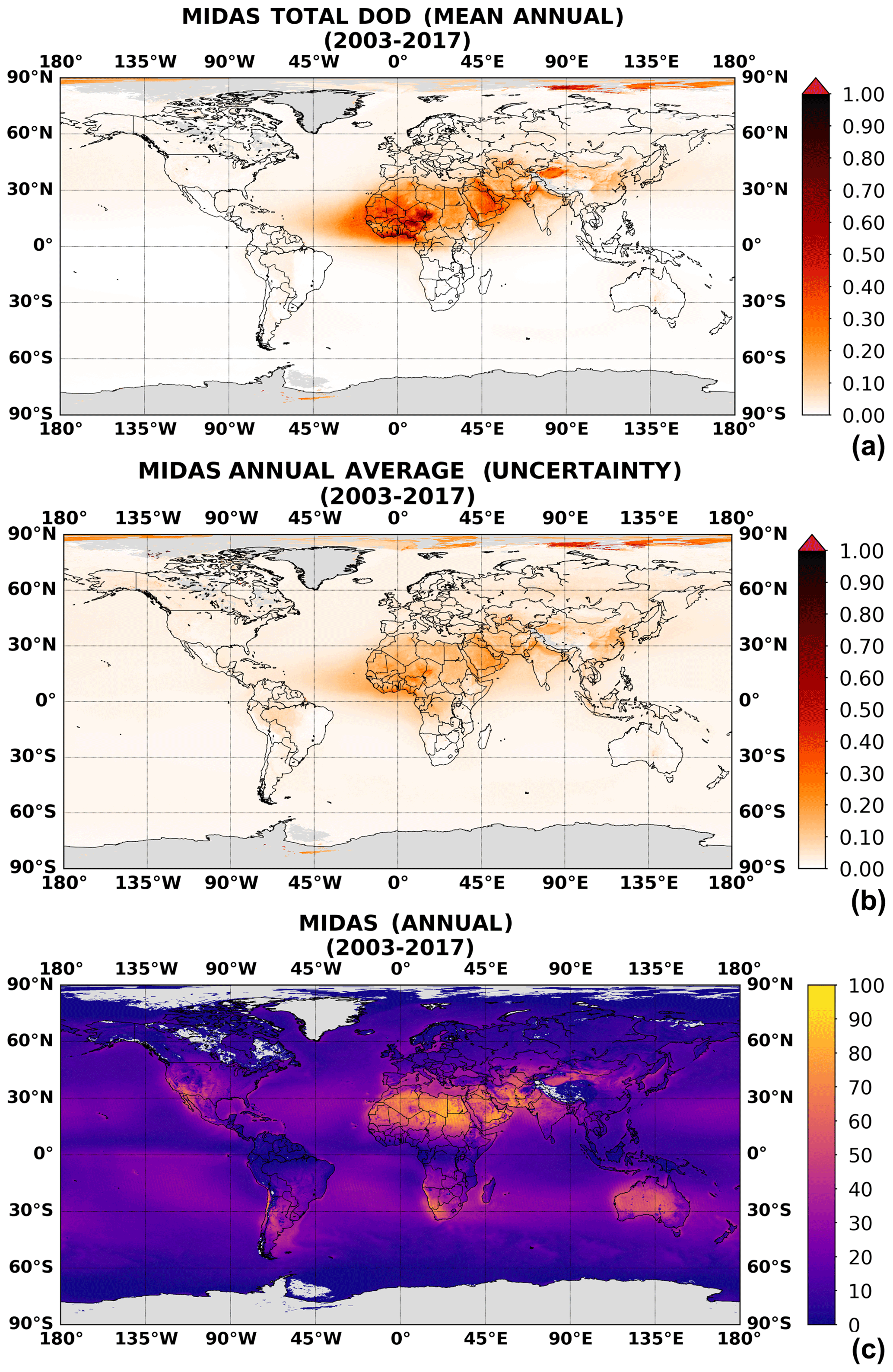 AMT - ModIs Dust AeroSol (MIDAS): a global fine-resolution dust