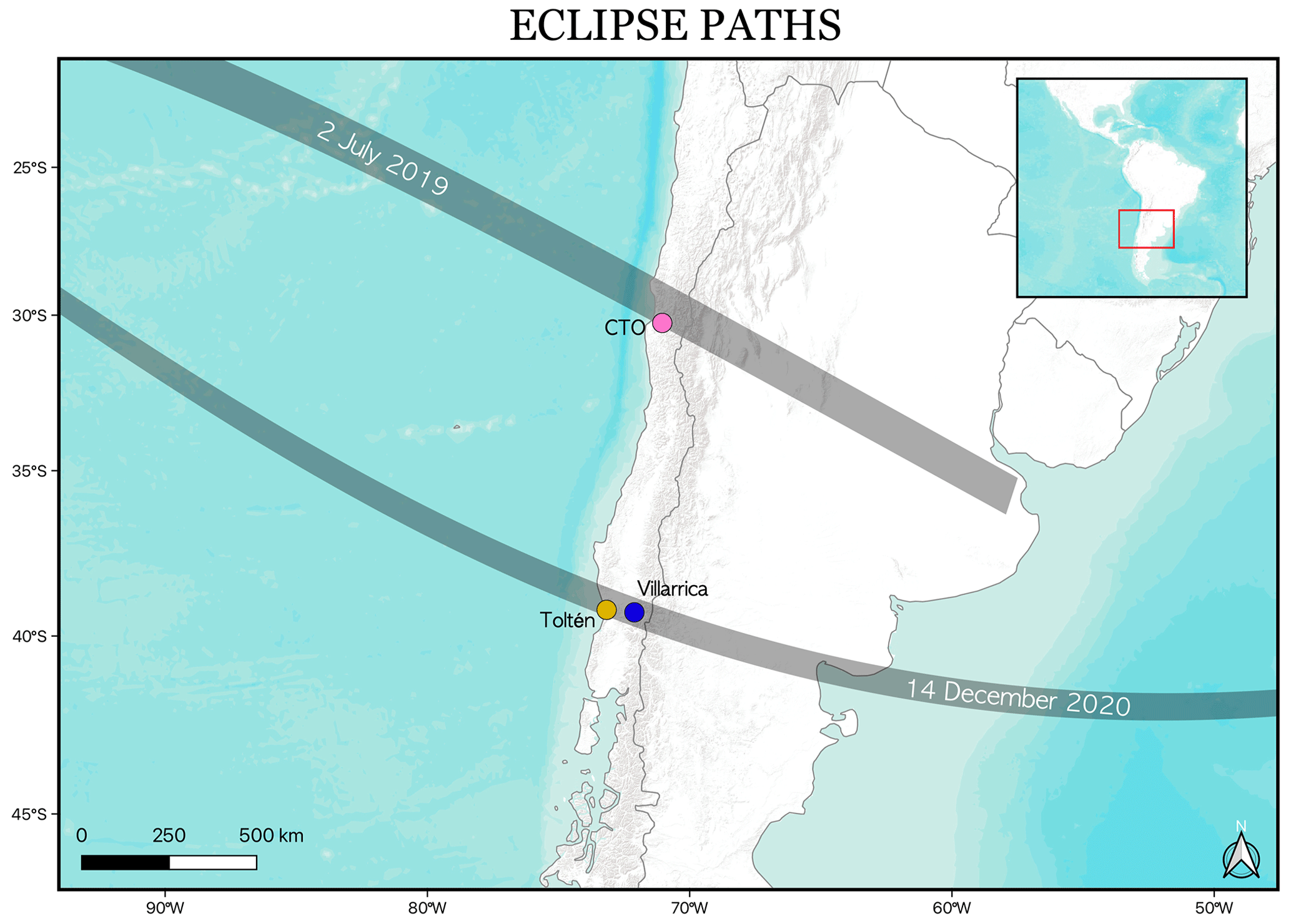 Eclipse Path of Total Solar Eclipse on July 2, 2019